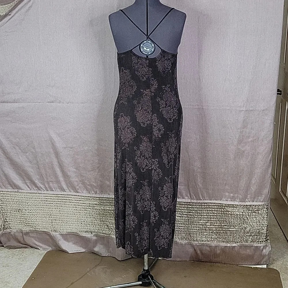 HOURGLASS Brown Floral Glittery Evening Dress Medium - Picture 11 of 12